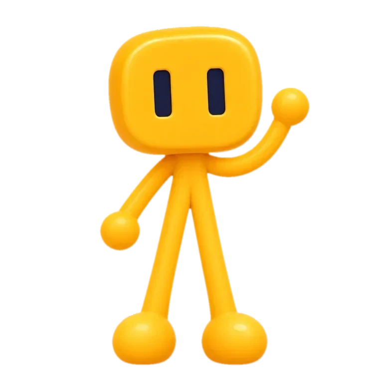 손을 흔드는 3D 노랑이